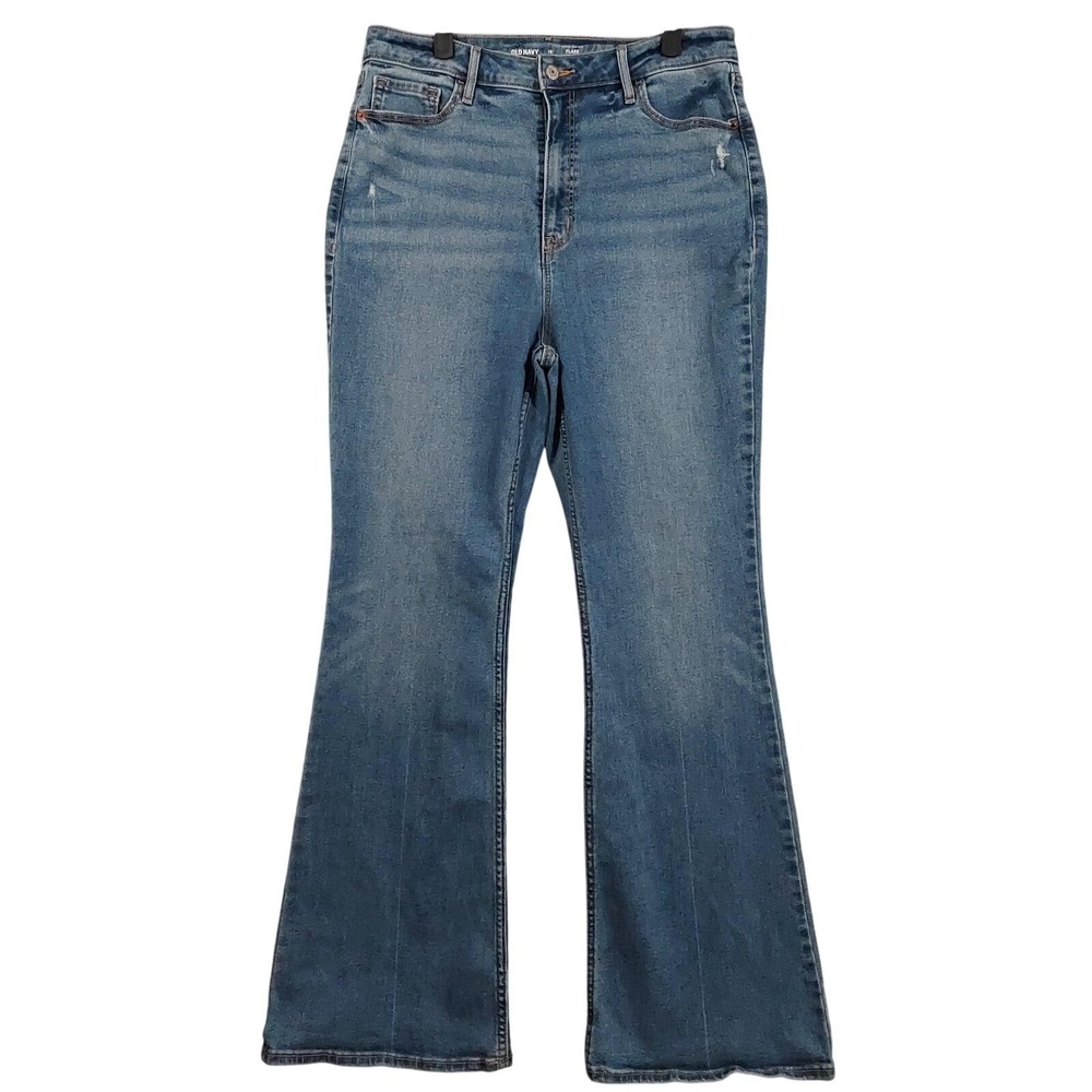 Old Navy Higher High Rise Flare Jeans Womens 12 Blue Medium Wash Stretch 30x31